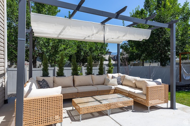 1012 N Cambria Dr, North Salt Lake, UT 84054 - fenced backyard with outdoor lounge area, a pergola, and a patio area