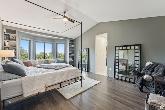 1044 S Terrace Dr E, Bountiful, UT 84010 - bedroom featuring lofted ceiling, wood finished floors, and a ceiling fan