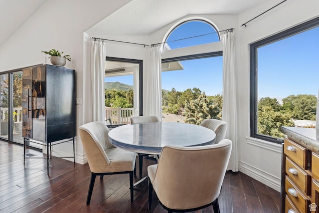 1044 S Terrace Dr E, Bountiful, UT 84010 - dining room featuring vaulted ceiling and dark wood-type flooring