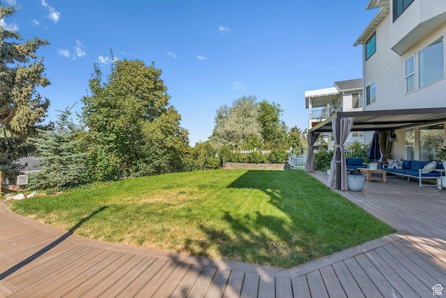 1044 S Terrace Dr E, Bountiful, UT 84010 - view of grassy yard with an outdoor hangout area and a deck