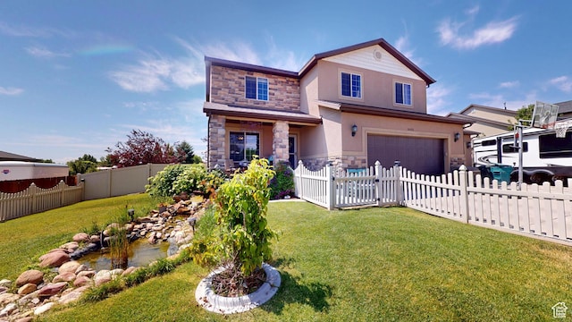 1605 W 1400 S, Vernal, UT 84078 - traditional-style house featuring stone siding, a garage, stucco siding, and driveway
