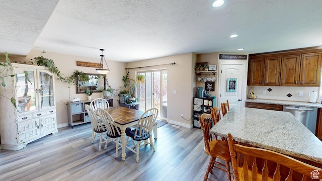 1605 W 1400 S, Vernal, UT 84078 - dining space with a textured ceiling, light wood-style floors, and recessed lighting