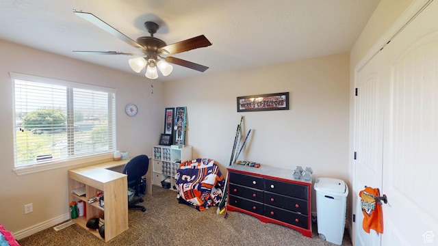 1605 W 1400 S, Vernal, UT 84078 - carpeted office featuring ceiling fan and baseboards