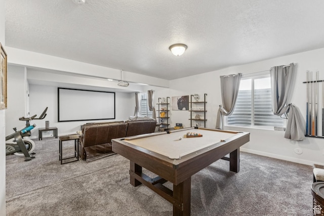 1076 S Meadow Walk Ln, Heber City, UT 84032 - recreation room with carpet floors, pool table, and a textured ceiling