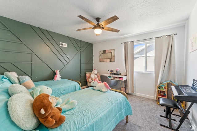 1076 S Meadow Walk Ln, Heber City, UT 84032 - carpeted bedroom featuring a textured ceiling and a ceiling fan