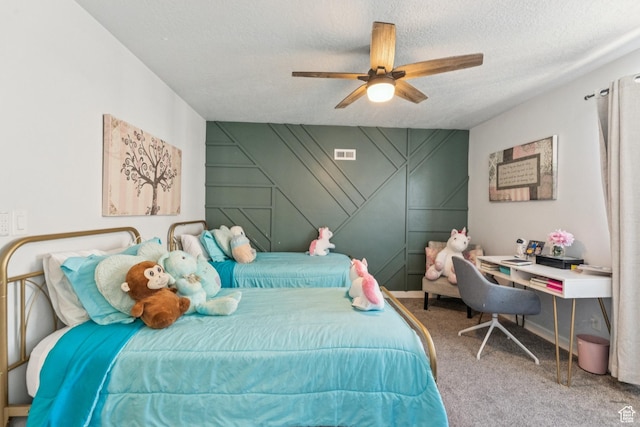 1076 S Meadow Walk Ln, Heber City, UT 84032 - bedroom featuring carpet, ceiling fan, and a textured ceiling