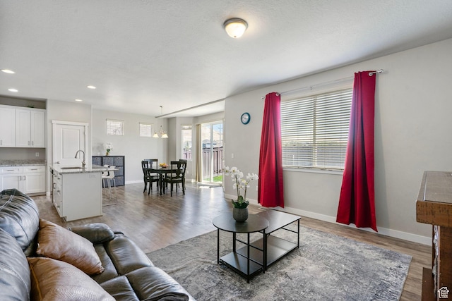 1017 W Coyote Gulch Way S Unit 117, Bluffdale, UT 84065 - living room featuring wood finished floors and recessed lighting