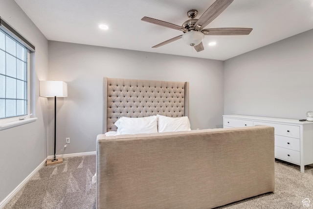 3699 S Botticelli Ct Unit C, Salt Lake City, UT 84119 - bedroom with light carpet, recessed lighting, and a ceiling fan