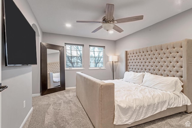 3699 S Botticelli Ct Unit C, Salt Lake City, UT 84119 - bedroom featuring light carpet, a ceiling fan, and recessed lighting