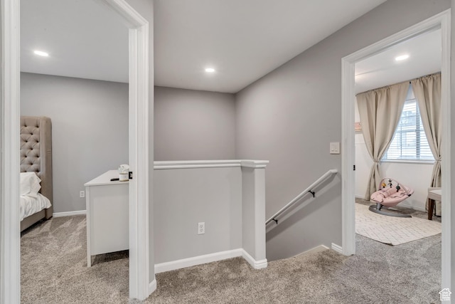 3699 S Botticelli Ct Unit C, Salt Lake City, UT 84119 - hall with an upstairs landing, carpet, and recessed lighting