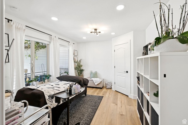 273 N 200 W Unit 1, Kamas, UT 84036 - bedroom with recessed lighting, access to exterior, and light wood-style floors