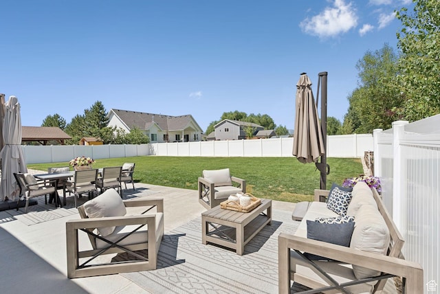 273 N 200 W Unit 1, Kamas, UT 84036 - fenced backyard with outdoor dining area and an outdoor hangout area
