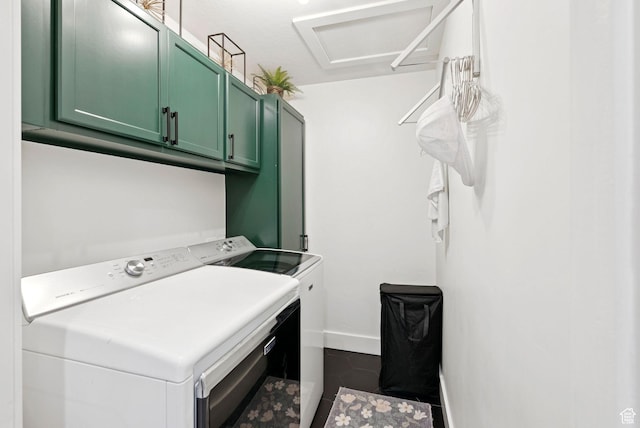 273 N 200 W Unit 1, Kamas, UT 84036 - laundry area with cabinet space, washer and dryer, and dark tile patterned flooring