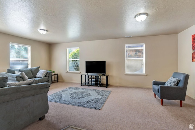 52 N 1100 W, Springville, UT 84663 - living room with carpet flooring, plenty of natural light, and a textured ceiling