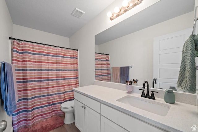 3634 S Creek Side Ln, Syracuse, UT 84075 - bathroom featuring vanity, wood finished floors, and a shower with curtain