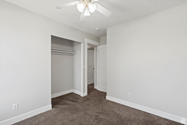 224 E 1950 S, Clearfield, UT 84015 - unfurnished bedroom with dark carpet, a closet, and ceiling fan