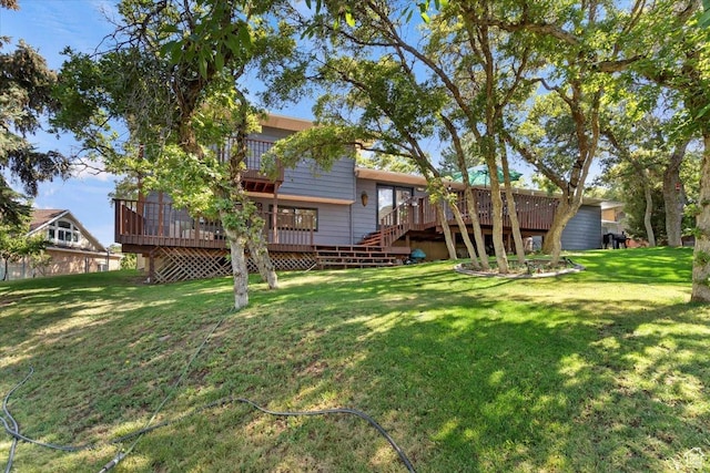 2772 E 3575 N, Layton, UT 84040 - back of house with a deck, a lawn, and stairs