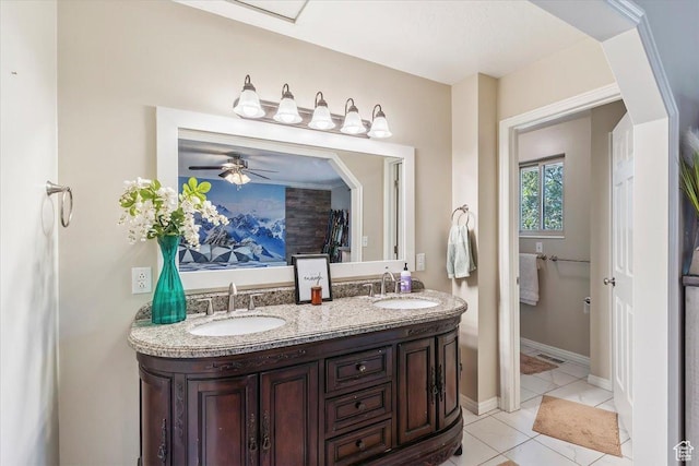 2772 E 3575 N, Layton, UT 84040 - full bath with double vanity, tile patterned flooring, and ceiling fan