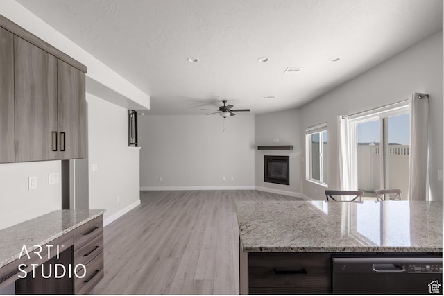 668 E Fiddlers Cove Dr Unit 35, Cedar City, UT 84721 - kitchen featuring a ceiling fan, dishwashing machine, light wood-style floors, recessed lighting, and modern cabinets