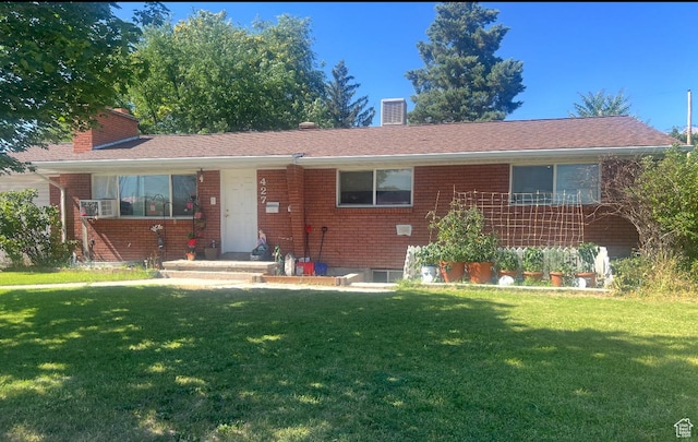 427 E 1070 S, Orem, UT 84097 - ranch-style home with a chimney, a front lawn, and brick siding