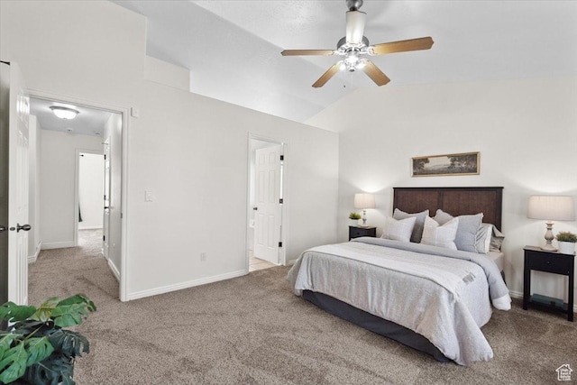 6515 S Mount Whitney Ln, West Valley City, UT 84118 - bedroom featuring carpet flooring, lofted ceiling, and a ceiling fan