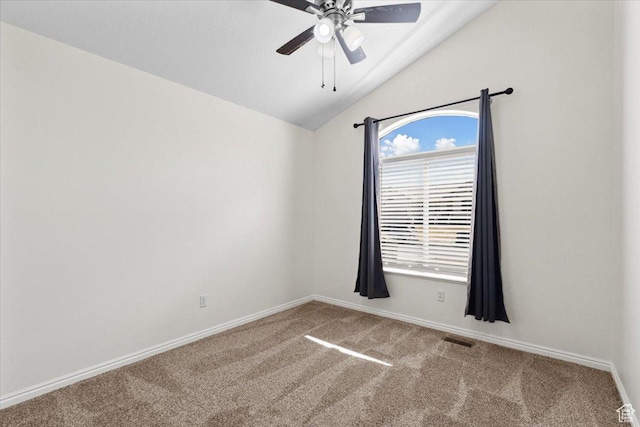 6515 S Mount Whitney Ln, West Valley City, UT 84118 - empty room featuring carpet, lofted ceiling, and a ceiling fan