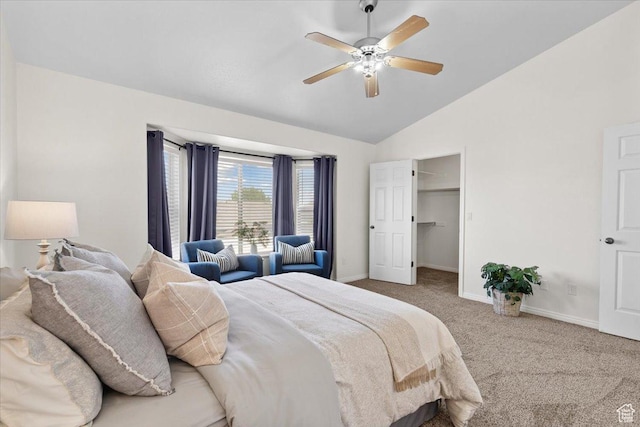 6515 S Mount Whitney Ln, West Valley City, UT 84118 - bedroom featuring carpet floors, vaulted ceiling, a ceiling fan, and a spacious closet