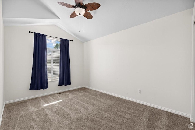 6515 S Mount Whitney Ln, West Valley City, UT 84118 - empty room with lofted ceiling, carpet floors, and ceiling fan