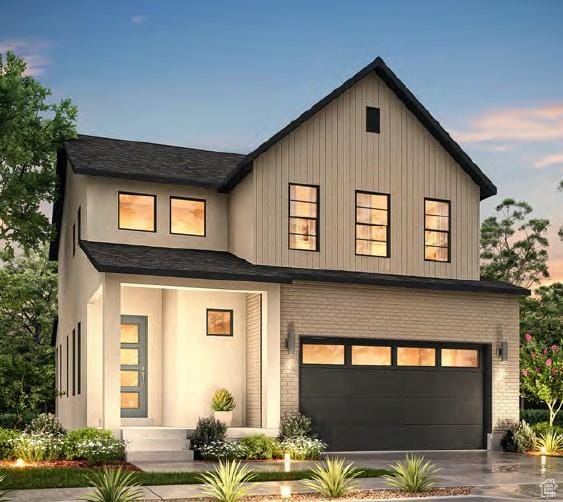3254 W 1570 N, Provo, UT 84601 - view of front facade with brick siding, an attached garage, concrete driveway, and board and batten siding