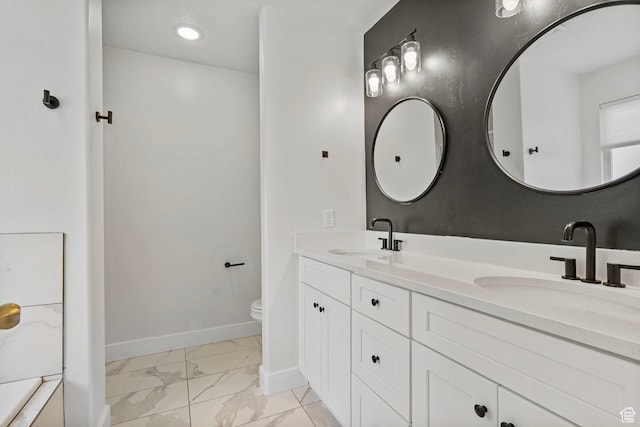 2362 E Quaking Aspen Ln, Eagle Mountain, UT 84005 - bathroom with marble look tiles and double vanity