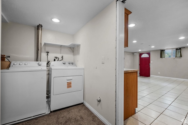 717 E 150 S, Provo, UT 84606 - laundry area featuring washer and clothes dryer, recessed lighting, and light tile patterned floors