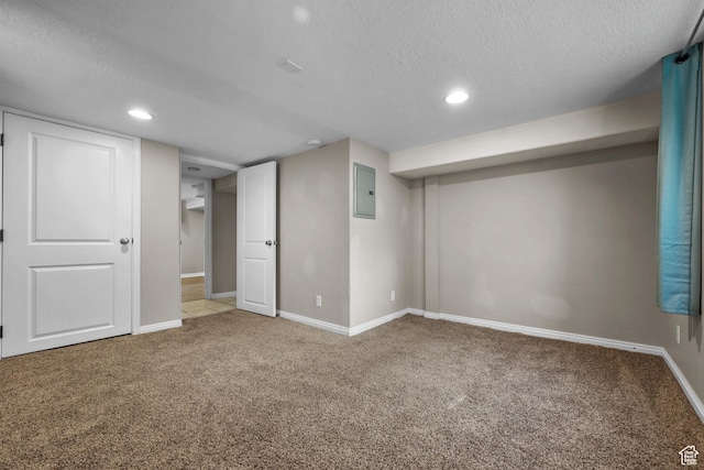 717 E 150 S, Provo, UT 84606 - finished basement with carpet flooring, electric panel, a textured ceiling, and recessed lighting