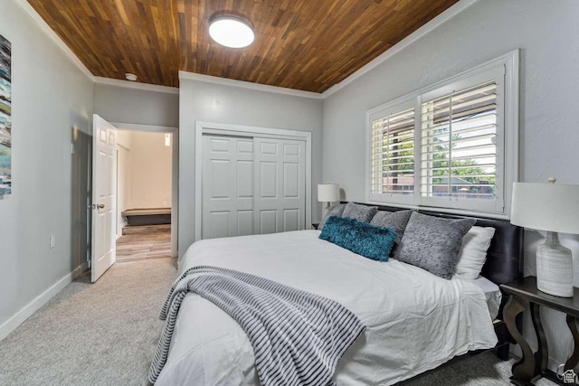 211 N 800 E, Bountiful, UT 84010 - carpeted bedroom with ornamental molding, wooden ceiling, and a closet