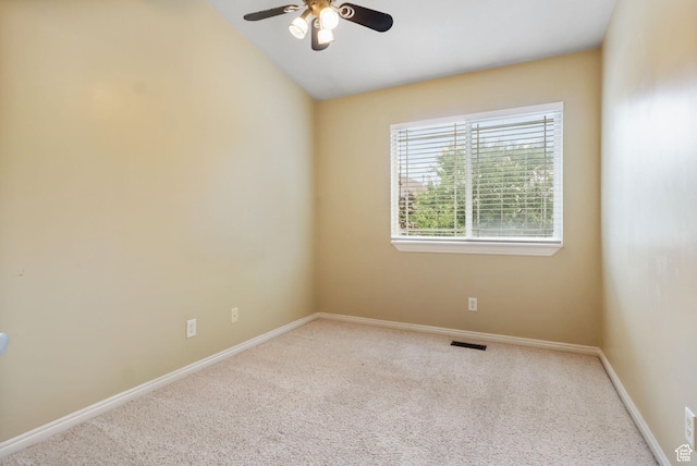 3901 W Pine Landing Way S, West Jordan, UT 84084 - carpeted empty room with a ceiling fan and vaulted ceiling