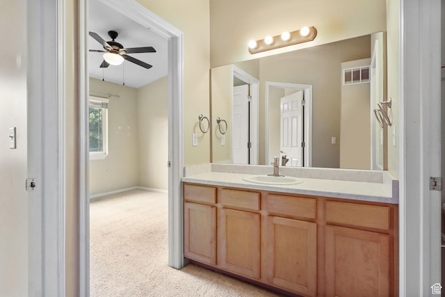 3901 W Pine Landing Way S, West Jordan, UT 84084 - bathroom with vanity and ceiling fan