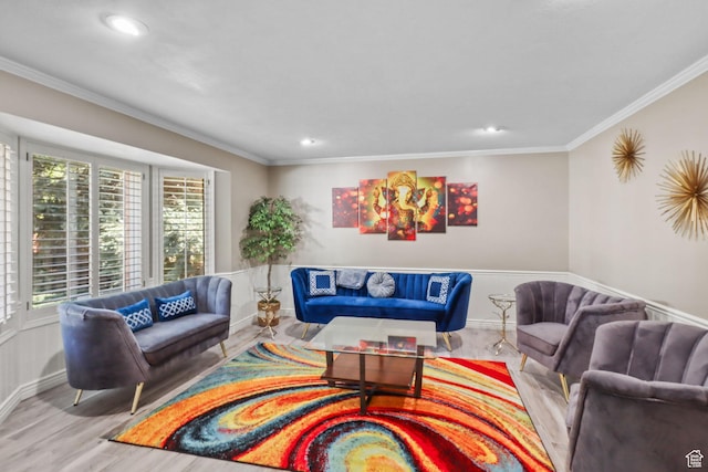 9618 S Ruskin Cir E, Sandy, UT 84092 - living room with ornamental molding, recessed lighting, and wood finished floors