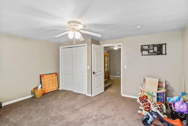 9618 S Ruskin Cir E, Sandy, UT 84092 - playroom with a ceiling fan and carpet