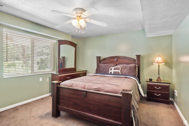 9618 S Ruskin Cir E, Sandy, UT 84092 - bedroom with carpet flooring, a textured ceiling, and a ceiling fan
