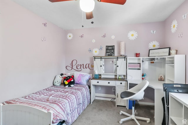 9618 S Ruskin Cir E, Sandy, UT 84092 - bedroom with light colored carpet and a ceiling fan