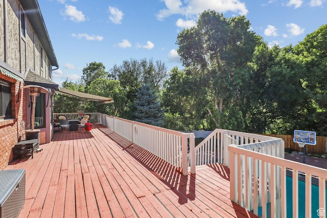 9618 S Ruskin Cir E, Sandy, UT 84092 - wooden terrace with view of scattered trees
