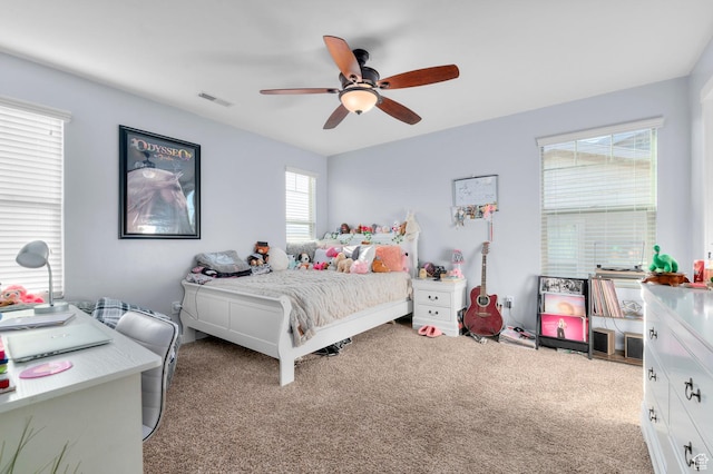 14584 S Heatherly Ln, Herriman, UT 84096 - bedroom with light carpet and ceiling fan