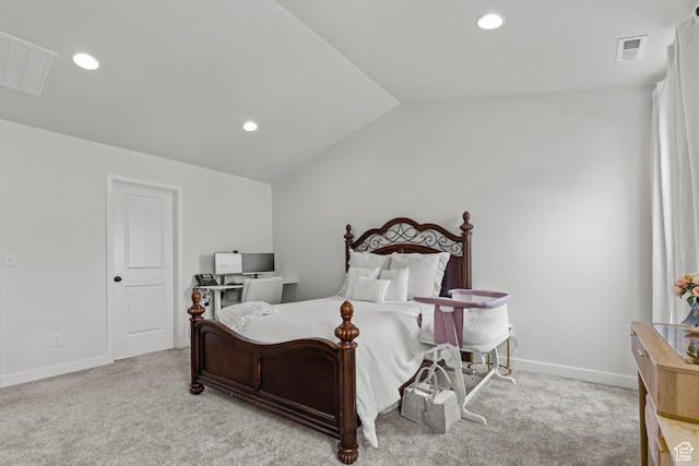 2488 W 2940 S, Syracuse, UT 84075 - bedroom with vaulted ceiling, carpet flooring, and recessed lighting