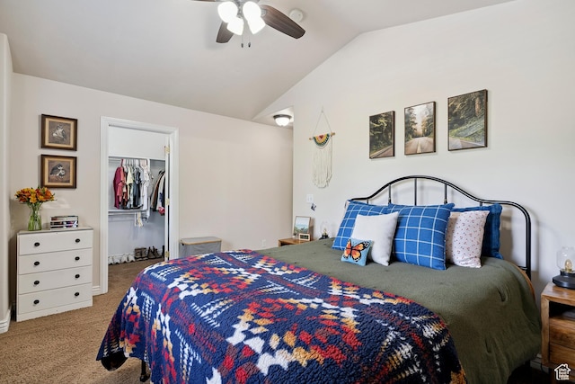 623 W 550 S, Centerville, UT 84014 - bedroom featuring carpet floors, vaulted ceiling, ceiling fan, and a spacious closet
