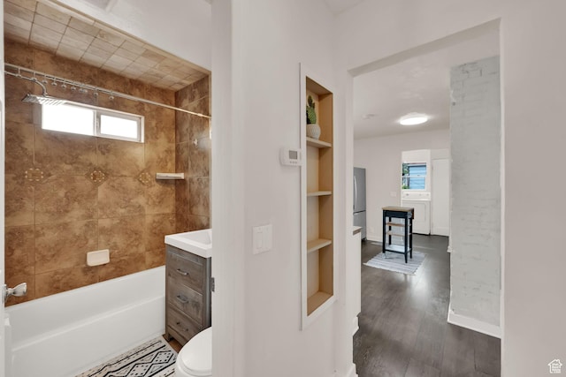 1730 W 150 N, Provo, UT 84601 - bathroom featuring shower / washtub combination, plenty of natural light, wood finished floors, and built in shelves