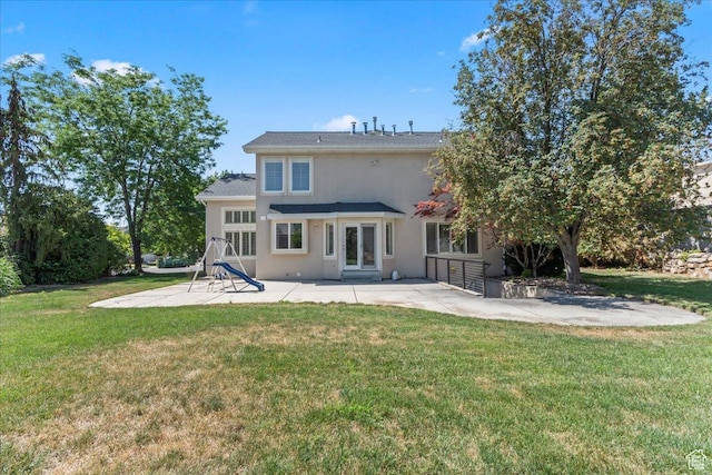 1116 W Wasatch Downs Dr, South Jordan, UT 84095 - rear view of house featuring a patio area, a yard, and stucco siding