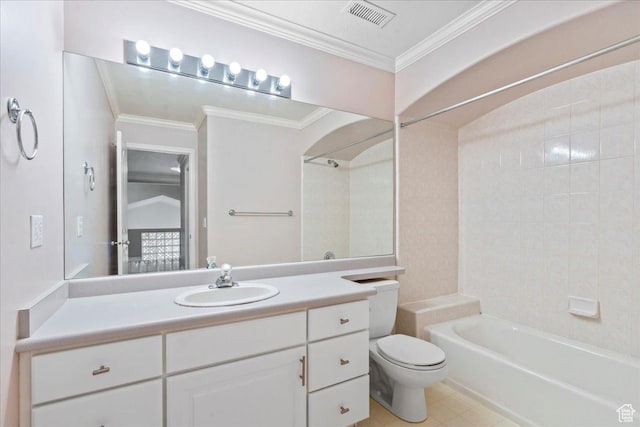 1116 W Wasatch Downs Dr, South Jordan, UT 84095 - bathroom featuring vanity, bathing tub / shower combination, and crown molding