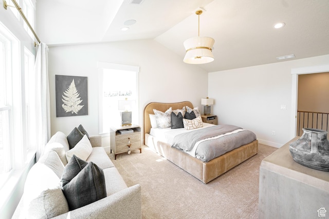 11448 S Watercourse Rd, South Jordan, UT 84009 - bedroom with light carpet and lofted ceiling