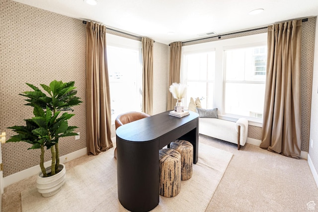 11448 S Watercourse Rd, South Jordan, UT 84009 - home office with wallpapered walls and light carpet