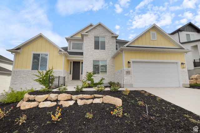 3973 N 900 W, Lehi, UT 84043 - craftsman house with stone siding, board and batten siding, concrete driveway, and an attached garage