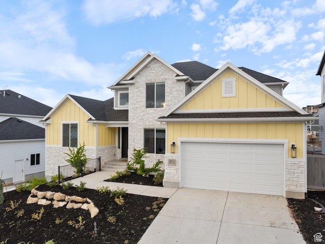 3973 N 900 W, Lehi, UT 84043 - craftsman house featuring stone siding, board and batten siding, and concrete driveway